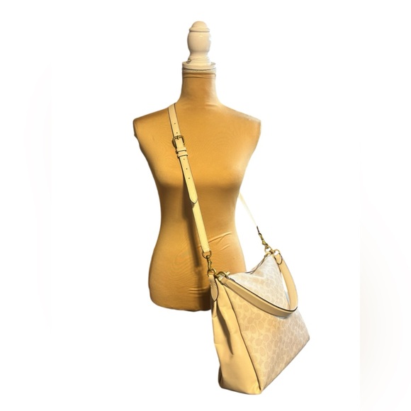 Coach Shay Shoulder Bag Signature Canvas Strap Purse White Chalk Handbag - Picture 8 of 9